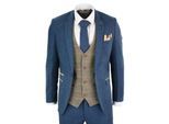 Heren 3-delig blauw Tweed Vintage pak