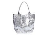 Roberta M Zilver Rundleer Tas