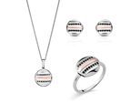 Orphelia 'Maxwell' Dames 925 Sterling Zilveren Set: Halsketting + Oorbellen + Ring - Zilver/Roze SET-7501
