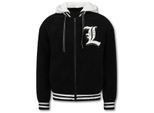 Enos Oversized baseball jacket teddy jas met capuchon