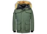 Beluomo Lange parka jas met bontkraag