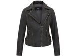 Zwart leren Brando bikerjack voor dames - Finnsnes