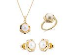 Orphelia 'Aliva' Dames 925 Sterling Zilver Set: Ketting + Oorbellen + Ring - Goud SET-7469/G