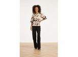 Smashed Lemon Wijde pantalon in comfortabele travelstof met strikceintuur