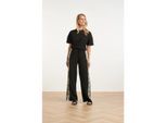 Smashed Lemon Comfortabele wide leg broek met contrasterende borduring