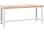Bott Arbeitstisch cubio, manuell höhenverstellbar, Buche-Multiplexplatte, B 2000 x T 750 x H 740–1140 mm, 1000 kg, lichtgrau/anthrazit