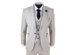 Heren 3-delig crème geruit tweed visgraat vintage klassiek pak