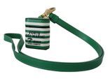 Dolce & Gabbana Groene Leren Band Gouden Metaal Logo Airpods Dames Hoes