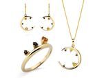 Orphelia 'Eline' Dames 925 Sterling Zilveren Set: Ketting + Oorbellen + Ring - Gouden SET-7497/G