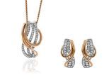 Orphelia 'Elsia' Dames 925 Sterling Zilveren Set: Ketting-Hanger + Oorbellen - Zilver/Roze SET-7027
