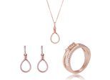 Orphelia 'Aava' Dames 925 Sterling Zilveren Set: Hanger + Oorbellen + Ring - Roze SET-7421