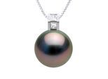 Anhänger Schmuck Prestige Diamant 0,04 cts – Größe Princess – echte Tahiti-Zuchtperle rund 11–12 mm