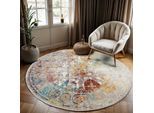 Muratap Picasso feraghan vintage rond vloerkleed multi / beige laagpolig