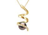 Anhänger Spiraldiamanten 0,06 cts – Qualität HSI – Gelbgold – echte Tahiti-Zuchtperle rund 7–8 mm
