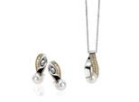 Orphelia Dames 925 Sterling Zilveren Set: Ketting-Pendant + Oorbellen - Zilver/Goud SET-5204