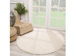 Muratap Loca shaggy rond vloerkleed creme hoogpolig- 240 cm rond