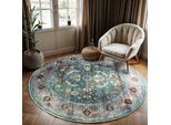 Muratap Picasso pablo vintage rond vloerkleed groen / multi laagpolig- 160