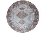 Veer Carpets Vloerkleed karaca blue/brown 06 rond ø160 cm