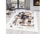 Muratap Fiesta wasbaar vloerkleed laagpolig patchwork design - woonkamer
