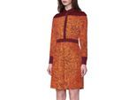 Bi-materiaal shirt-jurk met lineaire bloemenprint