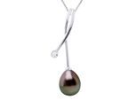 Halskette Schmuck Diamanten 0,02 ct Weißgold - Tahiti-Perle Birne 8-9 mm