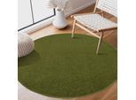 Muratap Uni rond groen vloerkleed – modern laagpolig effen tapijt- 240 cm rond
