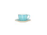 Bonna Thee kopjes & schotel aqua porselein set van 6