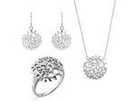Orphelia 'Flavie' Dames 925 Sterling Zilveren Set: Ketting + Oorbellen + Ring - Zilver SET-7502