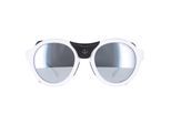Moncler ML0046 21C wit zwart leer grijs zilver spiegel zonnebril