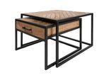 Home67 Salontafel ruby visgraat bruin mangohout set van 2