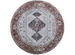 Veer Carpets Vloerkleed karaca antraciet/brown 09 rond ø160 cm