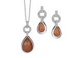 Orphelia Dames 925 Sterling Zilver Set: Ketting-Hanger + Oorbellen - Zilver SET-5206