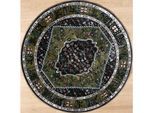 Muratap Picasso paloma rond vintage vloerkleed multi / groen laagpolig- 160 cm rond