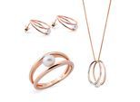 Orphelia 'Heloise' Dames 925 Sterling Zilveren Set: Halsketting + Oorbellen + Ring - Roze SET-7509