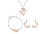 Orphelia 'Maliya' Dames 925 Sterling Zilveren Set: Ketting + Armband + Oorbellen - Zilver/Rosé SET-7388