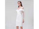 Bodycon-Kleid mit Bardot-Ausschnitt aus Jersey und Tüll