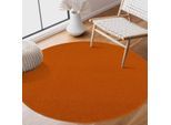 Muratap Uni rond oranje vloerkleed – modern laagpolig effen tapijt- 240 cm rond