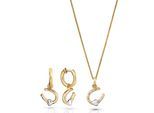 Orphelia 'Aurora' Dames 925 Sterling Zilveren Set: Ketting-Hanger + Oorbellen - Zilver/Goud SET-7525/G