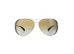 Michael Kors Aviator Womens Gold Dark Chocolate Brown Gradiënt Polariseerde zonnebril