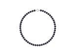 Collier Rang PRINCESSE Perles d'Eau Douce Rondes 6-7 mm Noires Fermoir Prestige Or Blanc