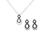 Orphelia 'Amber' Dames 925 Sterling Zilveren Set: Ketting-Hanger + Oorbellen - Zilver/Zwart SET-7092/2