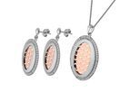 Orphelia Dames 925 Sterling Zilveren Set: Ketting-Hanger + Oorbellen - Zilver/Roze SET-065