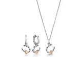 Orphelia 'Aurora' Dames 925 Sterling Zilveren Set: Ketting-Pendant + Oorbellen - Zilver/Goud SET-7525