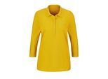Poloshirt GOLDNER "Kurzgröße Baumwollshirt mit Glanzakzenten", Damen, Gr. 24, gelb (honig), Obermaterial: 94% Baumwolle CO. 6% Elasthan EL., Sonstiges, Shirts, Ohne