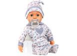 Babypuppe BAYER "First Words Baby, 38 cm, grau", bunt (grau), Puppen, Baby, mit Schlafaugen und Babygeräuschen