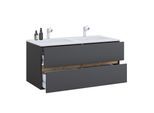 VCM 2-tlg. Doppelwaschtisch Cosila mit großem Keramikbecken – Badschrank mit 2 Softclose-Schubladen, Maße Waschplatz Set: H. 51 x B. 112 x T. 47 cm, Cosila-I