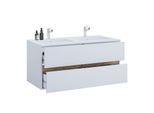 VCM 2-tlg. Doppelwaschtisch Cosila mit großem Keramikbecken – Badschrank mit 2 Softclose-Schubladen, Maße Waschplatz Set: H. 51 x B. 112 x T. 47 cm, Cosila-I