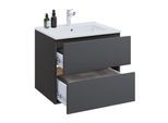 VCM 2-tlg. Waschtisch mit Keramikbecken, Badschrank mit 2 Softclose-Schubladen, Maße Waschplatz Set: H. 51 x B. 61 x T. 47 cm, Cosila-I