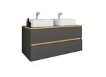 VCM 3-tlg. Doppelwaschtisch Cosila mit 2 Keramikbecken – Badschrank mit 2 Softclose-Schubladen, Maße Waschplatz Set: H. 51 x B. 111 x T. 51 cm, Cosila-A