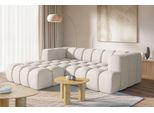 Ecksofa HOMSY BY ANA JOHNSON "»XL« BOUBELLE L-Form extra tief, Design: Bubble-Optik, Breite 247cm", beige, B:247cm H:75cm T:191cm, 100% Polyester, Sofas, Ecksofa, hoher Sitzkomfort dank Wellenunterfederung, XL Sitztiefe 100 cm